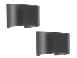 2er SET LED Updown Wandlampen Schwarz für Innen & Außen, Breite 18cm
