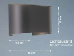 2er SET LED Updown Wandlampen Schwarz für Innen & Außen, Breite 18cm