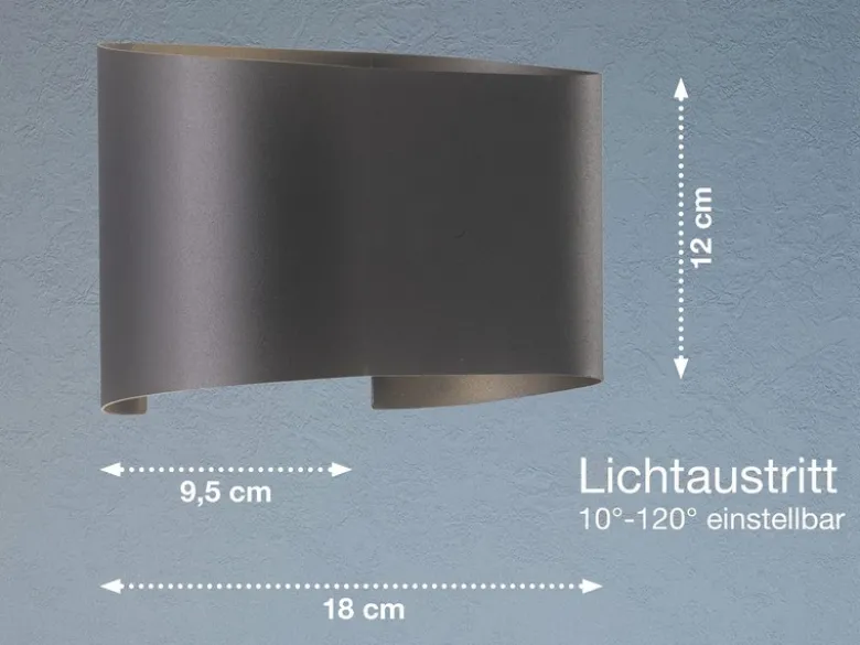 2er SET LED Updown Wandlampen Schwarz für Innen & Außen, Breite 18cm