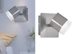 2er SET LED Wand- & Deckenstrahler Silber matt, Breite 10cm