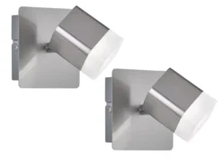 2er SET LED Wand- & Deckenstrahler Silber matt, Breite 10cm
