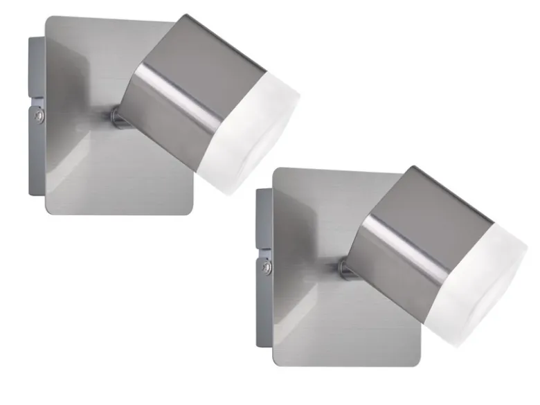 2er SET LED Wand- & Deckenstrahler Silber matt, Breite 10cm