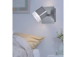 2er SET LED Wand- & Deckenstrahler Silber matt, Breite 10cm