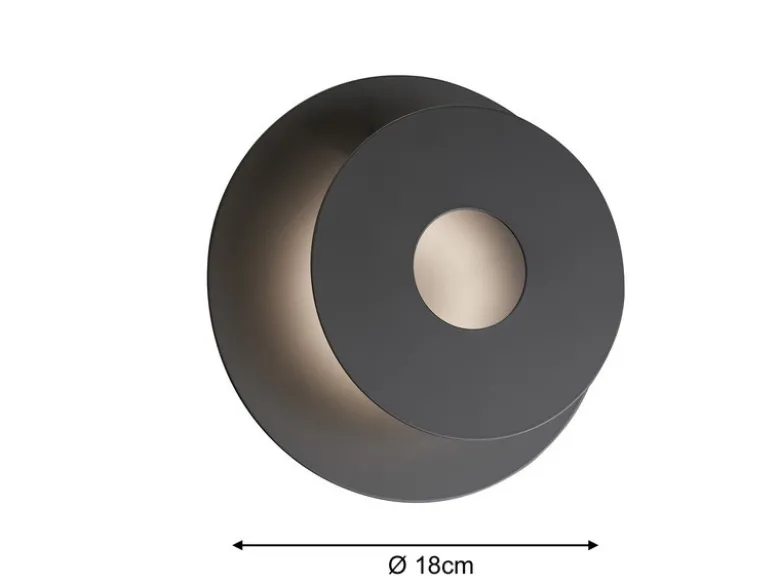 2er SET LED Wandlampen Schwarz rund mit verstellbarem Ring, Ø 18cm