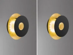 2er SET LED Wandlampen Schwarz Gold oval, Ring verstellbar, Höhe 18cm