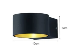 2er SET LED Wandlampen Schwarz / Gold mit Up and Down Licht, Ø 10,5cm