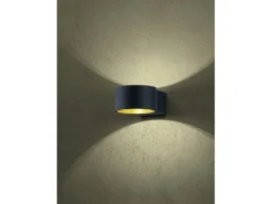 2er SET LED Wandlampen Schwarz / Gold mit Up and Down Licht, Ø 10,5cm
