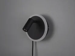 2er SET LED Wandlampen Schwarz mit Leselampe & Stecker, Ø 15cm