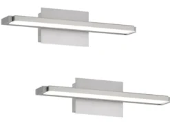 2er SET LED Wandlampen Silber schwenkbar & dimmbar, Breite 40cm