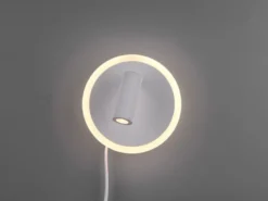 2er SET LED Wandlampen Weiß mit Leselampe & Stecker, Ø 15cm