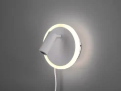 2er SET LED Wandlampen Weiß mit Leselampe & Stecker, Ø 15cm