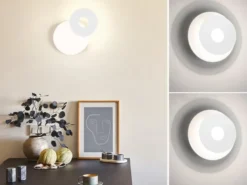 2er SET LED Wandlampen Weiß rund mit verstellbarem Ring, Ø 18cm