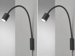 2er SET LED Wand Leselampen & Bettlampen mit Kabel und Stecker, Breite 6cm