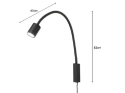2er SET LED Wand Leselampen & Bettlampen mit Kabel und Stecker, Breite 6cm
