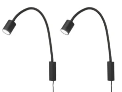 2er SET LED Wand Leselampen & Bettlampen mit Kabel und Stecker, Breite 6cm