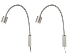 2er SET LED Wand Leselampen & Bettlampen mit Kabel und Stecker, Breite 6cm