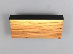2er Set LED Wandleuchten aus Naturholz flach & dimmbar, Breite 30cm
