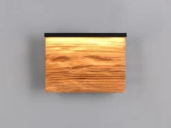 2er Set LED Wandleuchten aus Naturholz flach & dimmbar, Breite 20cm
