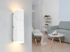 2er Set LED Wandleuchten für innen schwenkbar Weiß, Höhe 17cm