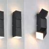 2er Set LED Wandleuchten für innen schwenkbar Schwarz, Höhe 17cm