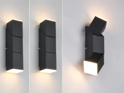 2er Set LED Wandleuchten für innen schwenkbar Schwarz, Höhe 17cm