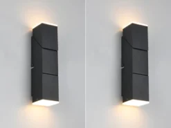 2er Set LED Wandleuchten für innen schwenkbar Schwarz, Höhe 17cm