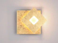 2-er Set LED Wandleuchten mit indirekter Beleuchtung Gold, Höhe 18cm
