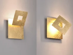 2-er Set LED Wandleuchten mit indirekter Beleuchtung Gold, Höhe 18cm