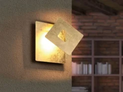 2-er Set LED Wandleuchten mit indirekter Beleuchtung Gold, Höhe 18cm