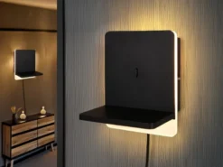2er Set LED Wandleuchten Schwarz mit Stecker, Schalter & Ladefunktion, Höhe 20cm