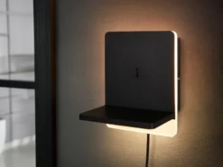 2er Set LED Wandleuchten Schwarz mit Stecker, Schalter & Ladefunktion, Höhe 20cm