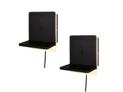 2er Set LED Wandleuchten Schwarz mit Stecker, Schalter & Ladefunktion, Höhe 20cm