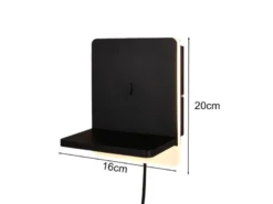 2er Set LED Wandleuchten Schwarz mit Stecker, Schalter & Ladefunktion, Höhe 20cm