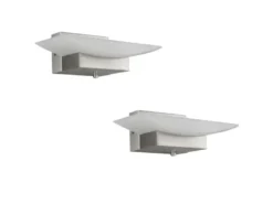 2er SET LED Wandleuchten Silber mit Schalter, dimmbar & CCT, Breite 20cm