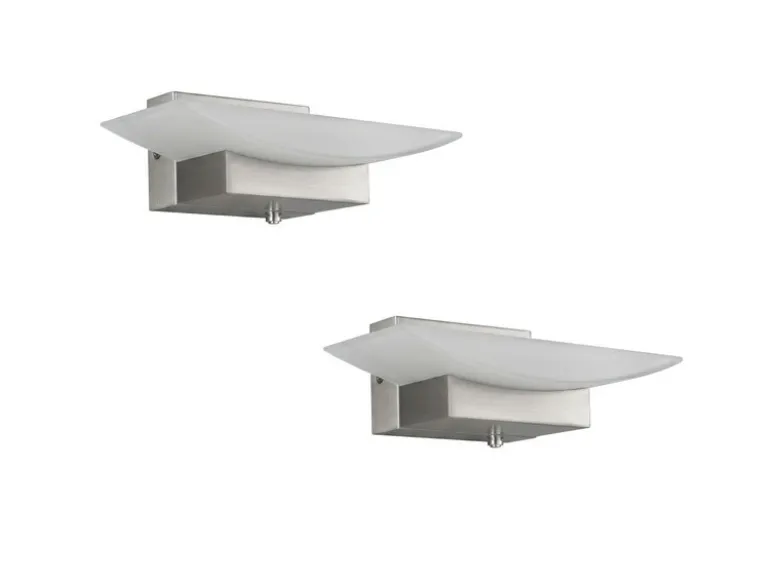 2er SET LED Wandleuchten Silber mit Schalter, dimmbar & CCT, Breite 20cm