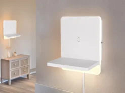 2er Set LED Wandleuchten Weiß mit Stecker, Schalter & Ladefunktion, Höhe 20cm