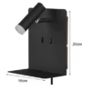 2er Set LED Wandspots Schwarz mit Schalter, Stecker & USB, Breite 16cm