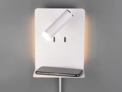 2er Set LED Wandspots Weiß mit Schalter, Stecker, USB Ladefunktion, Breite 16cm