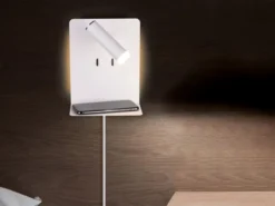 2er Set LED Wandspots Weiß mit Schalter, Stecker, USB Ladefunktion, Breite 16cm