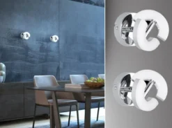 2er SET LED Wandstrahler Chrom, Spot drehbar, Breite 9cm