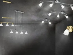 2er Set LED Wandstrahler Messing mit Glas Lampenschirm, Breite 10cm
