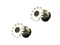 2er SET LED Wandstrahler, Metall in Blattsilber, Breite 10cm