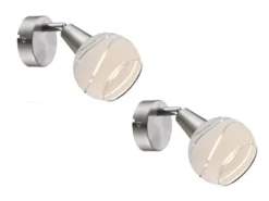 2er SET LED Wandstrahler mit Glasschirm satiniert, Breite 9,7cm