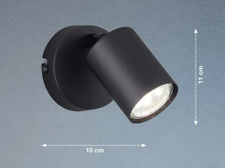 2er SET LED Wandstrahler Schwarz mit Schalter, Breite 8cm