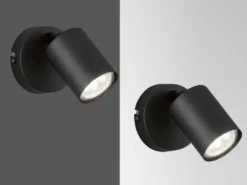 2er SET LED Wandstrahler Schwarz mit Schalter, Breite 8cm