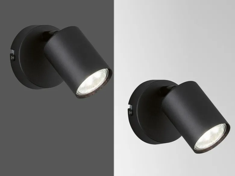 2er SET LED Wandstrahler Schwarz mit Schalter, Breite 8cm