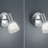 2er Set LED Wandstrahler Silber mit Glas Lampenschirm, Breite 10cm