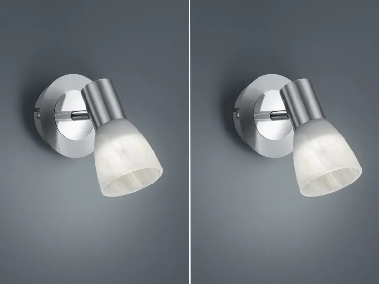 2er Set LED Wandstrahler Silber mit Glas Lampenschirm, Breite 10cm