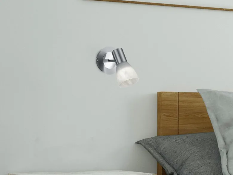 2er Set LED Wandstrahler Silber mit Glas Lampenschirm, Breite 10cm