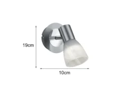 2er Set LED Wandstrahler Silber mit Glas Lampenschirm, Breite 10cm